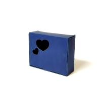 Коробочка из дизайнерского картона 100*80*35 мм "Сердечки" (темно-синяя)